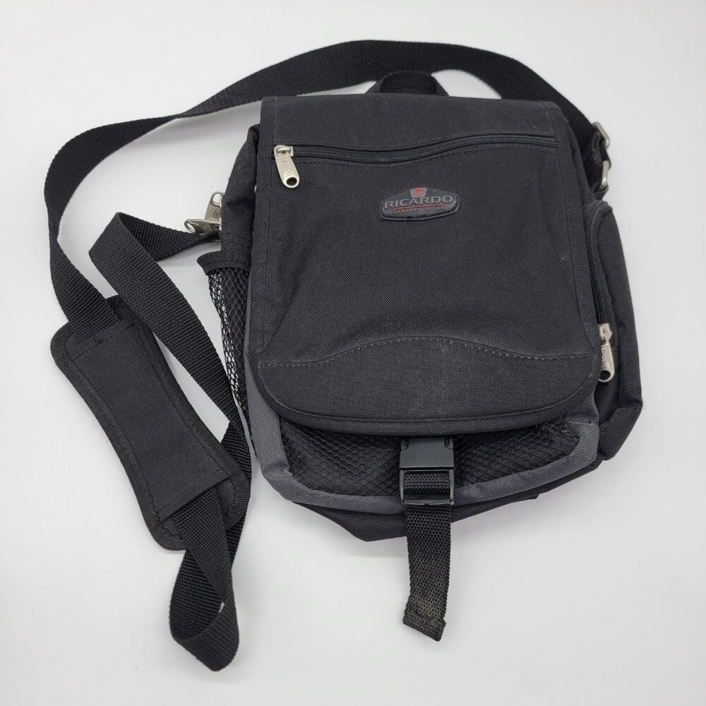 Ricardo Beverly Hills Bag Black Crossbody Nylon Travel Carry‎ On Multi Pockets